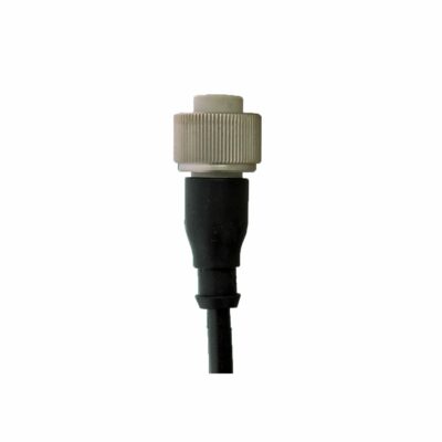 Front view of a cable with a 2 pin MIL connector