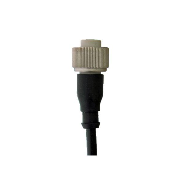 Front view of a cable with a 2 pin MIL connector